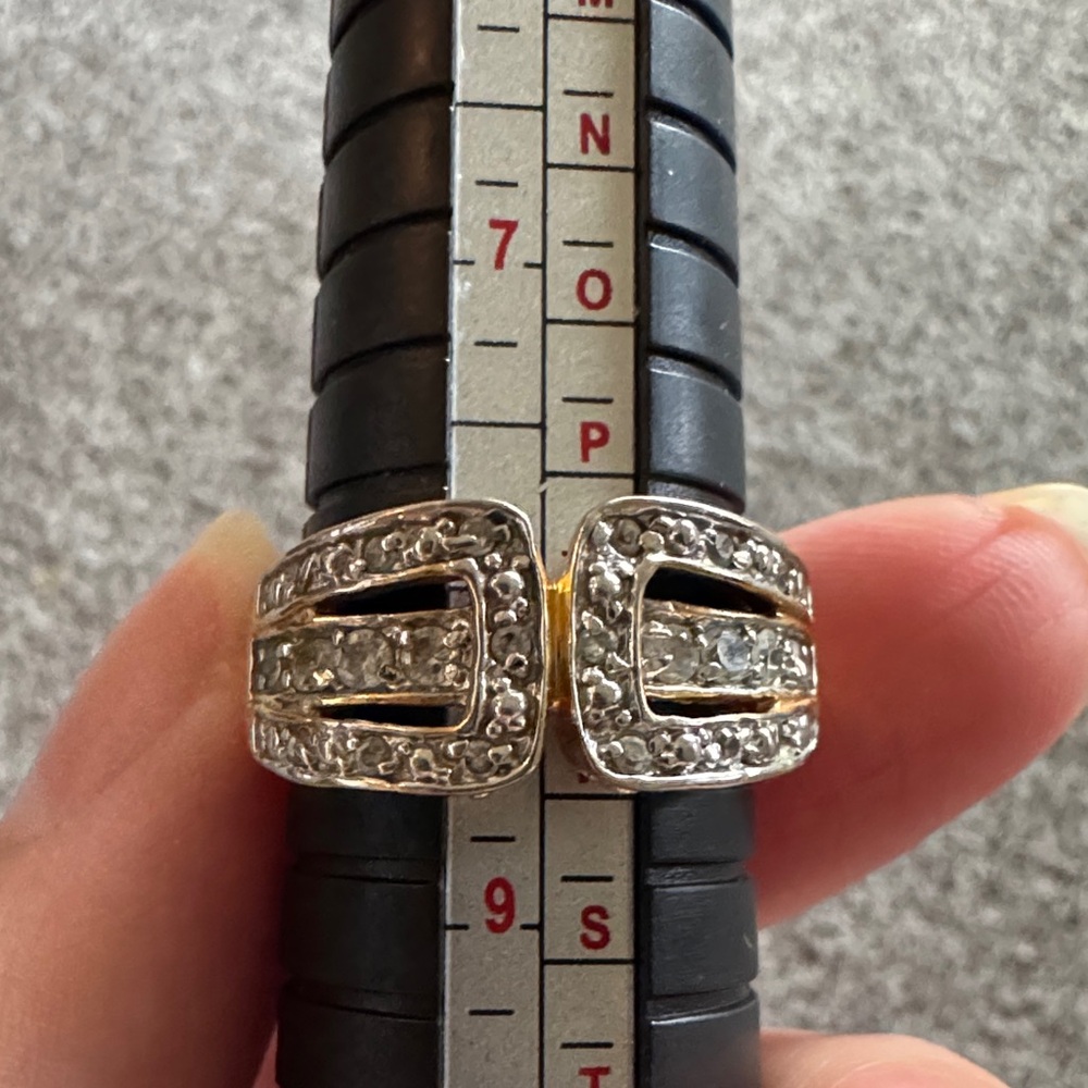 Pave Buckle Statement Ring in Gold and Silver Tones
